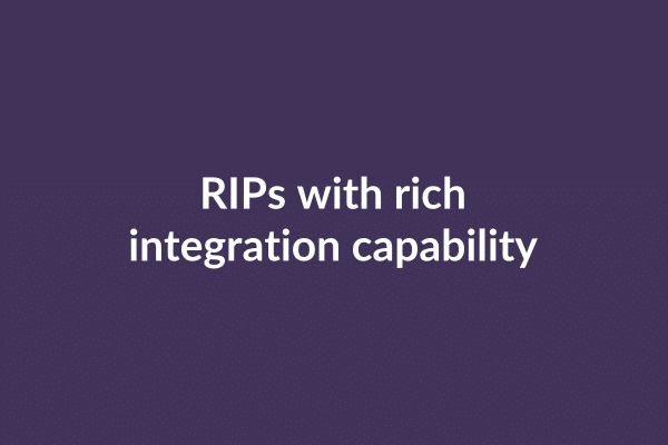 zensmart is showing Text on an animated background that transitions between several vibrant colors reads, "RIPs featuring rich integration capability. with print workflow automation