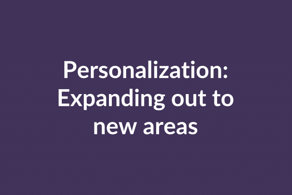 zensmart is showing Text: "Personalization: Expanding out to new areas and beyond" written in white on a dark purple background. with print workflow automation