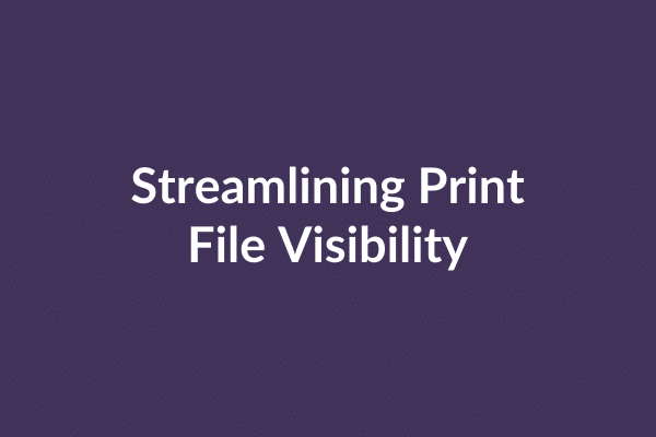 zensmart is showing Text on a purple background that reads, "Streamlining Print File Visibility and Auto Draft Efficiency. with print workflow automation