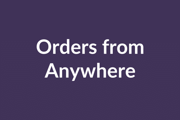 zensmart is showing Text reading "Getting Orders from Anywhere" on a vibrant purple background. with print workflow automation