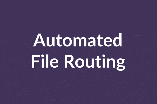 zensmart is showing Text on a dark purple background reads "Automated File Routing" in white, sans-serif font, highlighting the efficiency of streamlined workflows. with print workflow automation