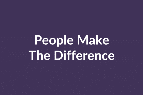 zensmart is showing Text on a solid purple background reads: "People Make The Difference" in bold white font, capturing the essence of community in every frame, as if narrating a silent video. with print workflow automation