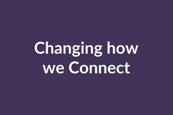 zensmart is showing White text on a purple background reads, "Changing how we Connect," highlighting ZenSmart AI. Small white dots are scattered in the corners for decoration, evoking the experience of seamless video interaction. with print workflow automation
