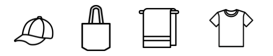 zensmart is showing Four black and white line icons on a light background represent industry solutions: a baseball cap, a tote bag, a folded towel, and a t-shirt. with print workflow automation