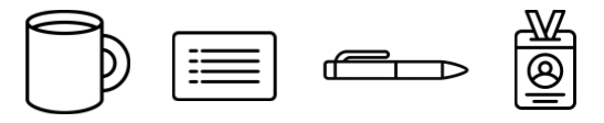 zensmart is showing A row of four black-and-white icons—coffee mug, lined notepad, pen, and identification badge with a photo and lanyard—captures essential tools for Industry Solutions professionals. with print workflow automation