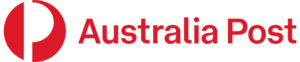 zensmart is showing Australia Post logo featuring a red circular symbol with a white stylized "P" next to the words "Australia Post" in bold red text. with print workflow automation