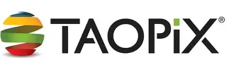 zensmart is showing Taopix logo with a colorful, layered sphere to the left and the word "TAOPIX" in bold, black letters to the right. Perfect for brands creating photo products, the dot above the "i" is green. with print workflow automation