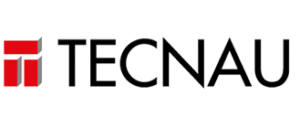 zensmart is showing Logo for TECNAU, featuring bold black text spelling "TECNAU" next to a geometric design with three red and gray rectangular shapes forming a stylized "T" on a white background. with print workflow automation