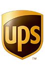 zensmart is showing UPS logo featuring the gold letters "ups" in lowercase on a shield-shaped background in shades of gold and brown. with print workflow automation