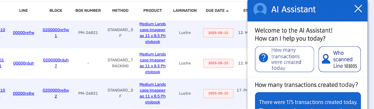 zensmart is showing A computer screen shows a transaction list with order details on the left and an AI Assistant chat window on the right, welcoming the user and displaying options to view transaction statistics in Edition 1, April 2026 Release Notes. with print workflow automation