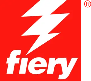 zensmart is showing A bold white lightning bolt above the word "fiery" in lowercase, placed on a bright red background. with print workflow automation